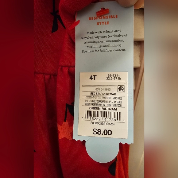 Cat & Jack Star Flowers Cross Back Thin Strap Red Casual Dress 4T NWT - Picture 6 of 7